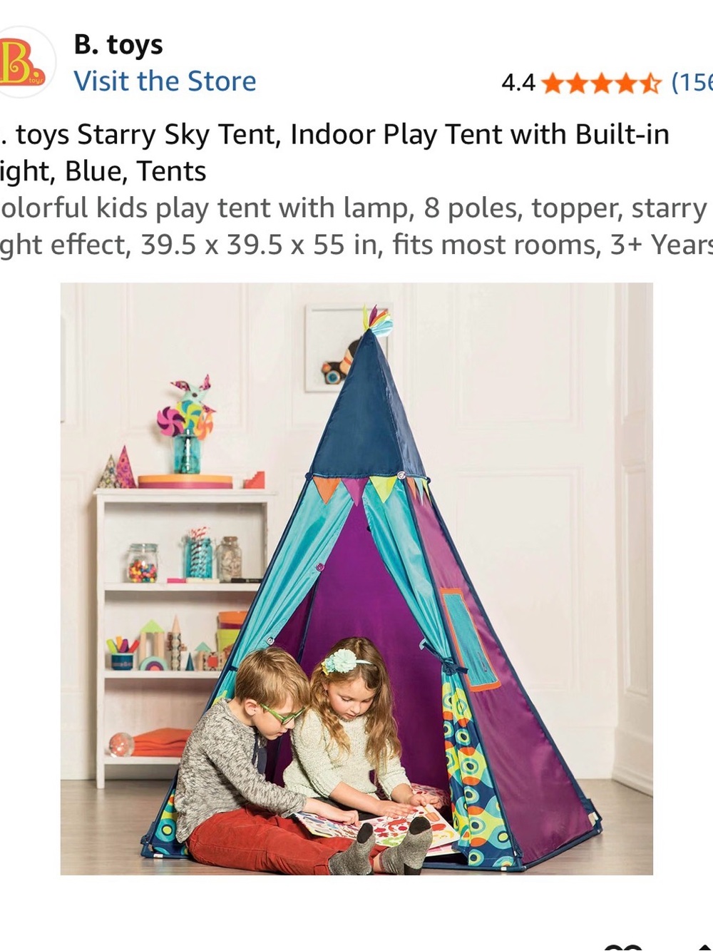 BNIB New B Toys Starry Sky Kids Play Tent - Blue, Purple & Teal Teepee
